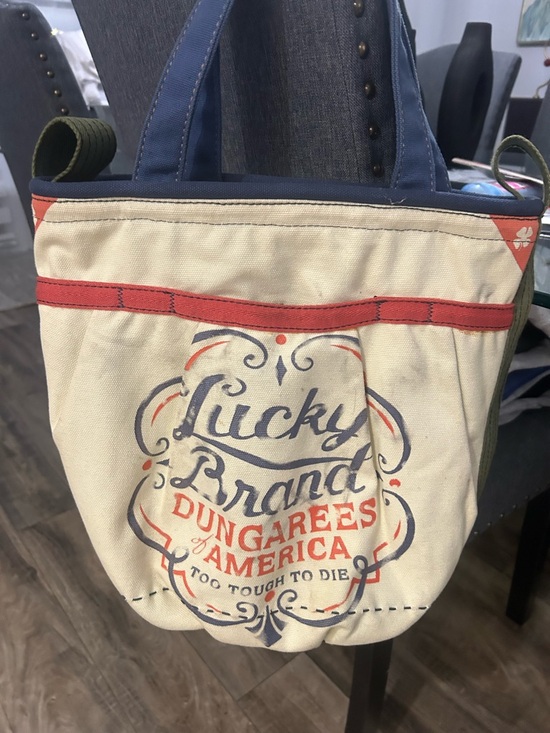 Lucky Brand Handbags - Vtg Lucky Brand Dungarees Canvas Tote Bucket Mail Bag